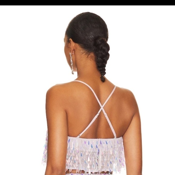 Majorelle Mallory Embellished Crop Top in Silver size S - Picture 2 of 8